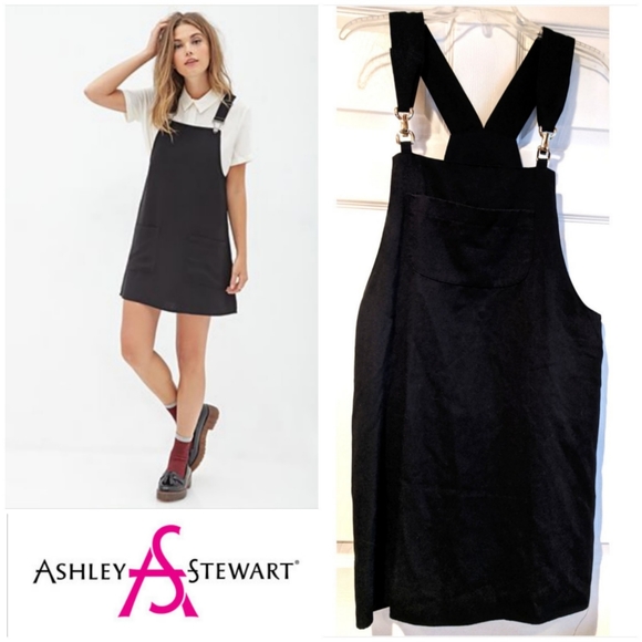 Ashley Stewart Dresses & Skirts - 90s Black Overalls Dress Ashley Stewart Vintage